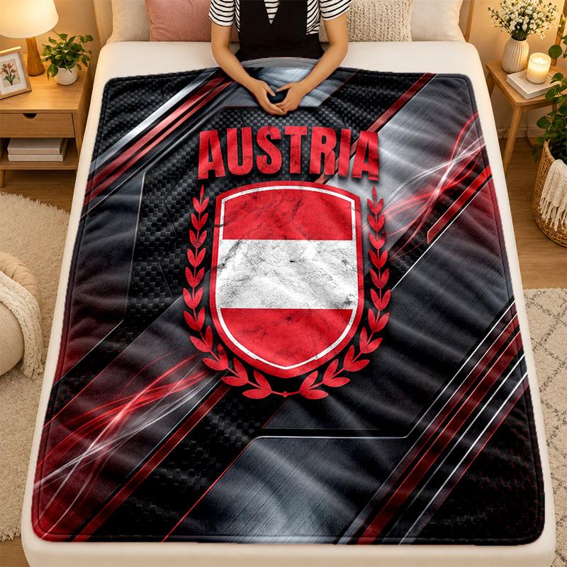 Flannel BlanketAustria Football Warm Soft Throw Blanket for Indoor Sofa Bed Living Room Use