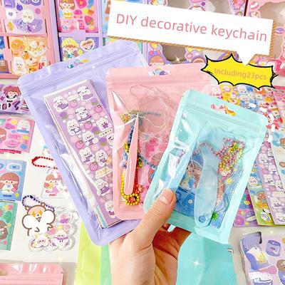 5pc/bag Creative DIY Keychain Lovely Cartoon Handmade Keychain Tweezers Shovel Scrapbook Tools Kawaii Stationery Student Supply
