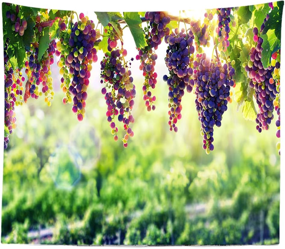 Vineyard Tapestry Grapes Clusters Wine Rustic Vintage Tapestry Wall Hangings Tapestry for Kids Bedroom Living Room Dorm Man Cave