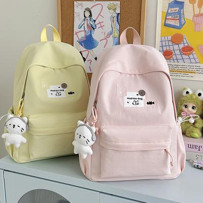 Schoolbag Japanese College Student Female Ins Versatile Cute Simple Schoolbag Solid Color Backpack Large Capacity Lightweight Backpack