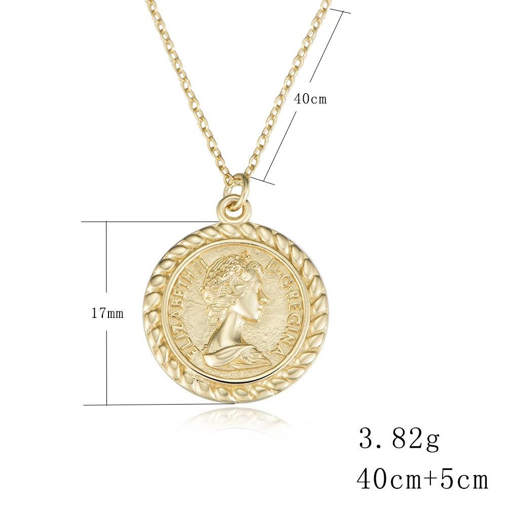 S925 Sterling Silver Portrait Relief Queen Coin Necklace for Women, European and American Ins Personality Trendy Retro Versatile Collarbone Chain