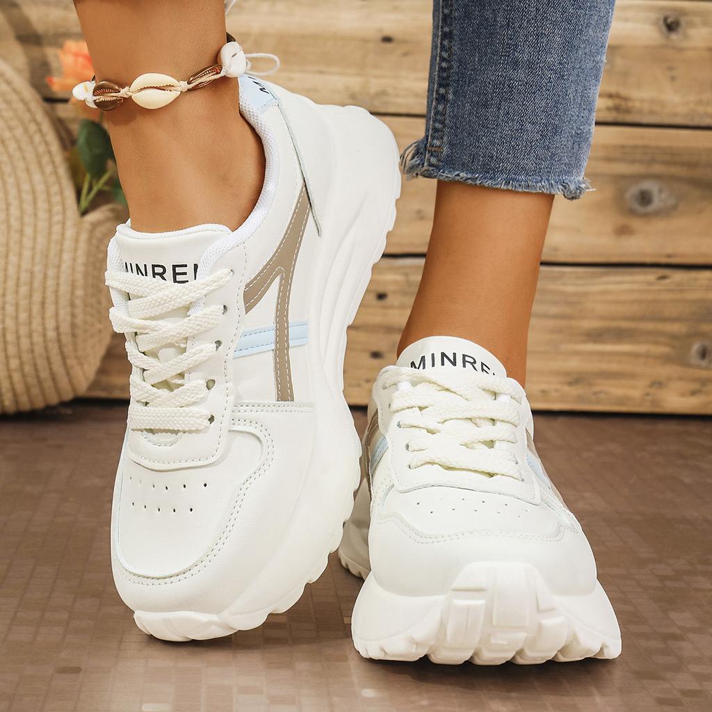 Rimocy Women's Non Slip Chunky Sneakers 2024 Autumn Platform Sports Shoes for Women Fashion Thick Bottom Lace Up Walking Shoes