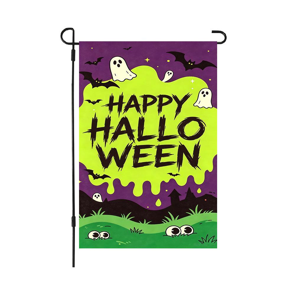 Halloween Garden Flag Linen Double Sided Yard Decoration Flag (2pcs)