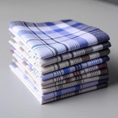 3Pcs/set Fashion Plaid Stripe Pocket Square Handkerchiefs For Old Men Classic Soft Cotton Suit Pocket Square