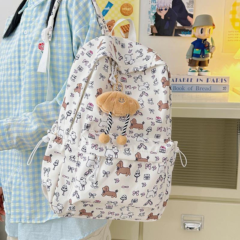 Special Clearance - Floral Puppy Backpack Backshoulder Junior High School Student Girl Cute Bag Original School Bag