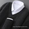 Men's Pure Wool V-Neck Sweater - Loose Fit, Plus Size, Cashmere Blend, Autumn/Winter Collection