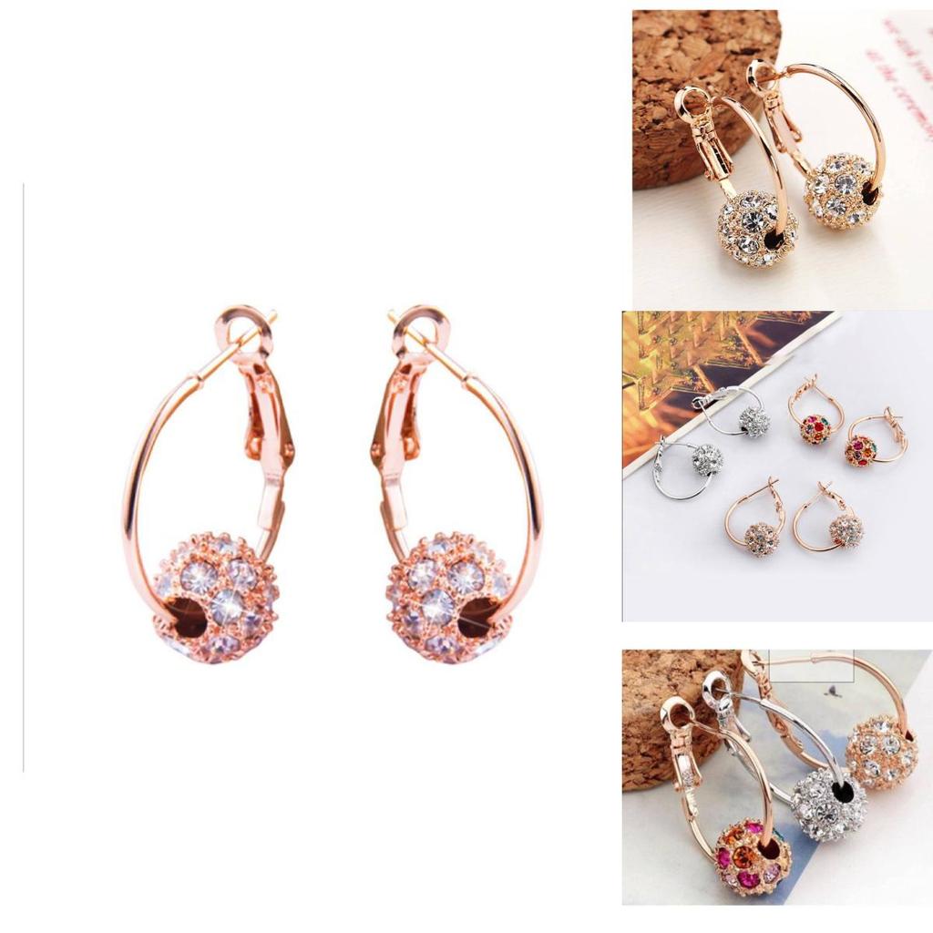 Korean Style Alloy Lucky Ball Crystal Earrings Women's Fashion Jewelry
