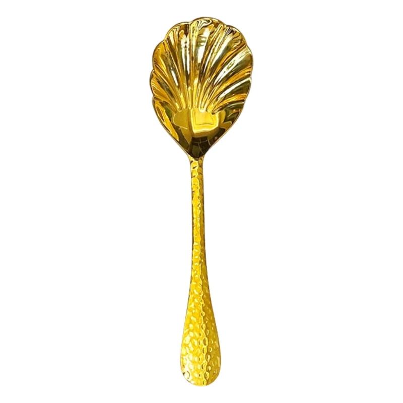 Food Serving Spoon with a Broad Shell-Form Bowl Stainless Steel for Gathering and Transferring Soups, Rice, and Casseroles