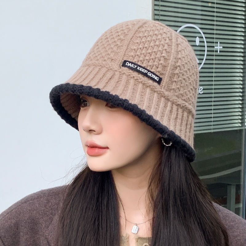 

Теплая вязаная шерстяная шляпа-ведро женская осенне-зимняя новая простая модная холодная шляпа-ведро ONE SIZE хаки