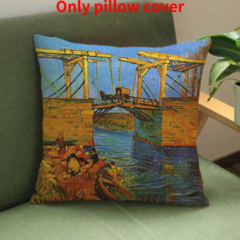 Moderne Künstlerische Ölmalerei Gedruckter Kissenbezug aus Baumwollleinen für Sofas und Autos