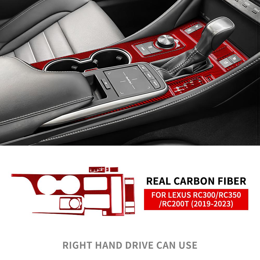 

For Lexus RC300 RC350 RC200T Real Soft Carbon Fiber Central Control Gear Panel Sticker Interior Trim Right Hand Drive Red