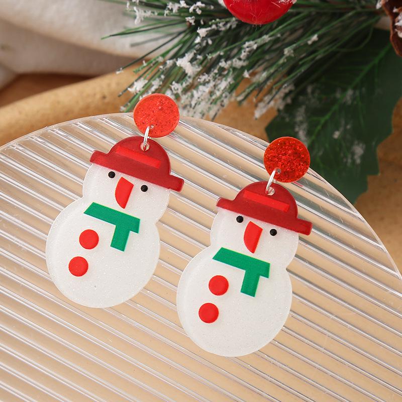 European & American Christmas Teardrop Earrings - Santa, Tree & Reindeer Acrylic Dangles For Women