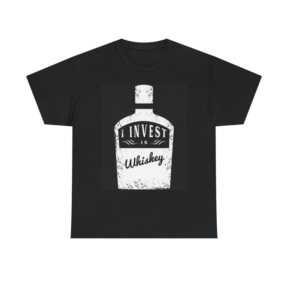 I Invest In Whiskey Graphic T Shirt Funny Gift Garage Beers Unisex Heavy Cotton L