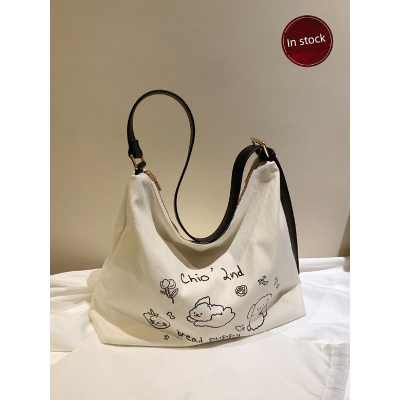 

South Style Chio2nd Bread Puppy Graffiti Tote Bag Women s Large Capacity Loose One-Shoulder Crossbody Canvas Bag