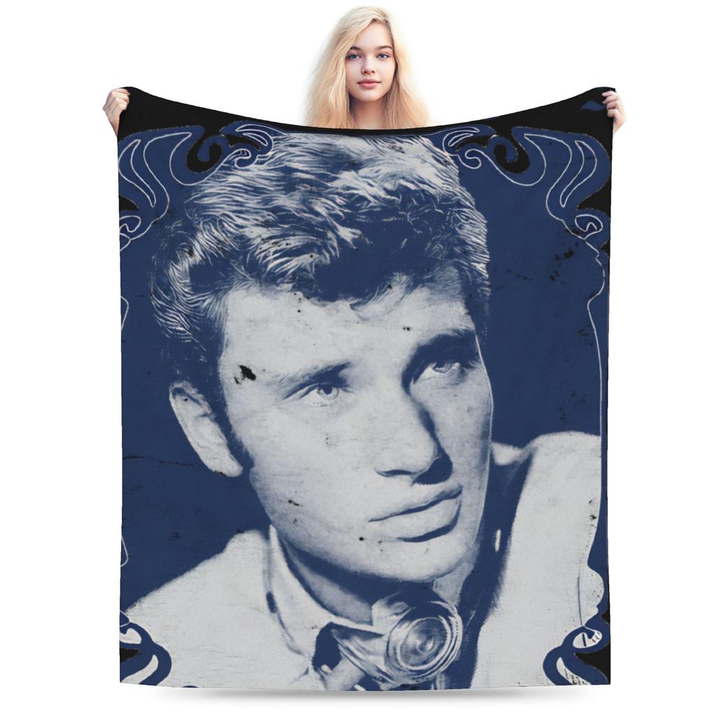 Johnny Hallyday Plüschdecke Mädchen Jungen Flanell Überwurfdecke Für Draußen Warm Weich DIY Qualität Tagesdecke