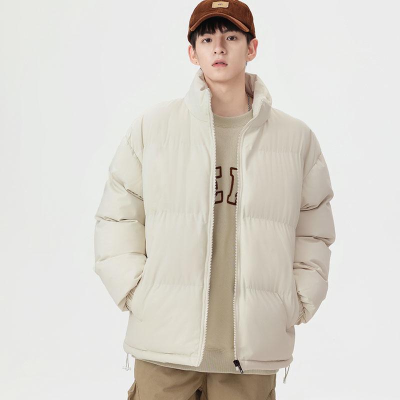 Autumn and Winter  Dopamine  Cotton  Jacket, Men's Stand-up Collar Coat, Men's  Thick Pure Color Warm Cotton Jacket, Cotton Coat