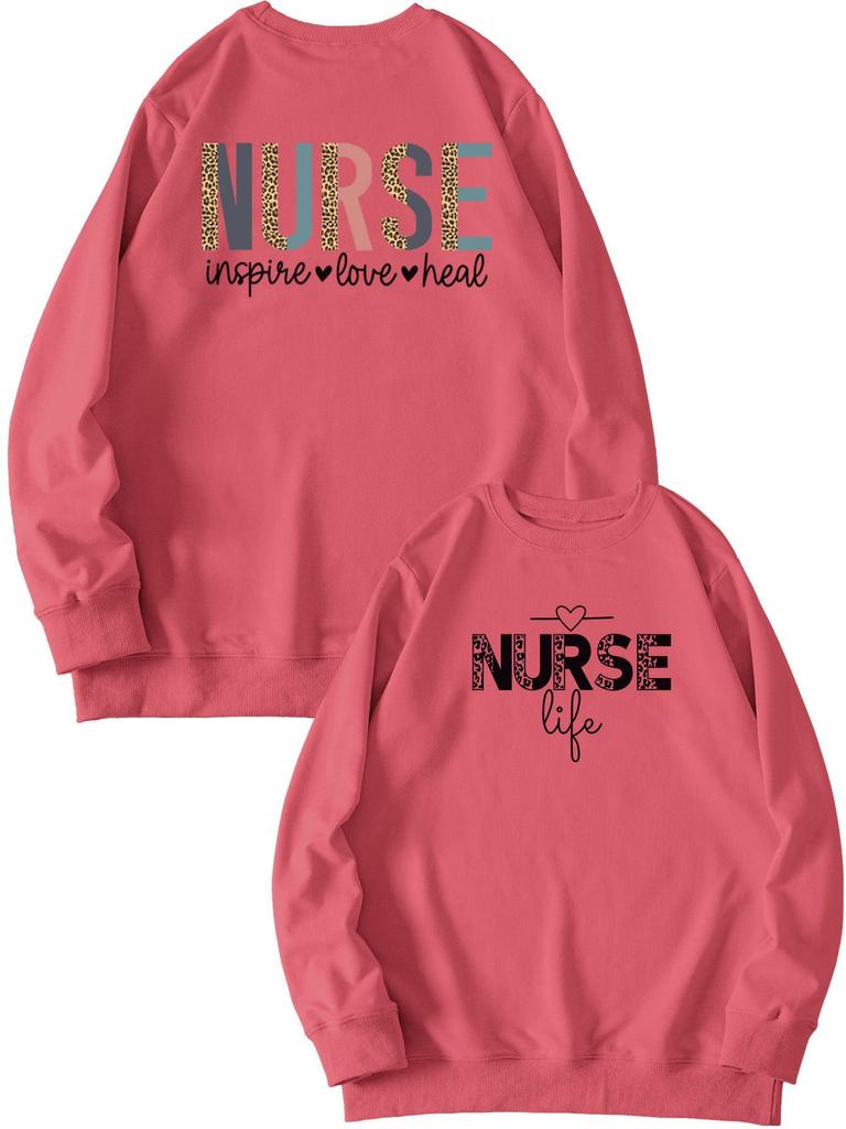 European Front & Back Print Nurse Inspire Love Heal Women's Versatile Hoodie