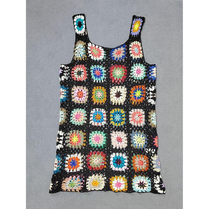 

Bohemia Vacation Style Beach Skirt Handmade Crocheted Cut Out Suspender Skirt Sexy Quilted Vest Skirt Z784 Black All yards