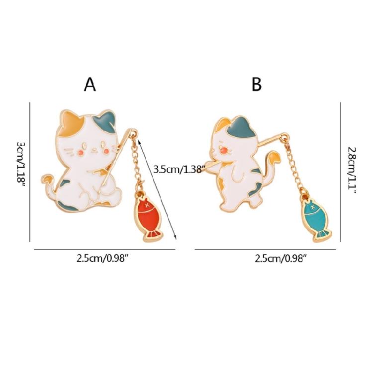 Fishing Cat Badges Alloy Material Enamel Brooch Pins for Bookbags Clothes Decors