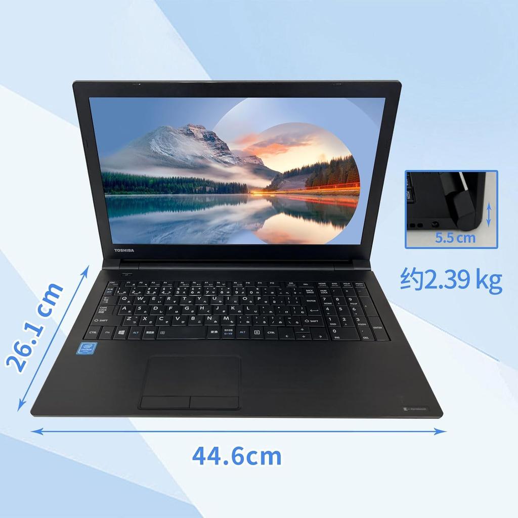 Laptop Toshiba B65 6. generacji Celeron 3855U 8 GB Pamięci 128 GB SSD Windows 11 Pro Office 2019 Klawiatura numeryczna Bluetooth HDMI Gniazdo kart SD