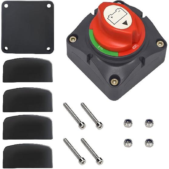 Battery Disconnect Switch, 12V-48V Power Isolator 1-2-Both-Off Switch, Waterproof Dual Battery Switch for Marine Boat Car RV ATV UTV Vehicles,