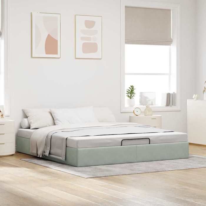 VidaXL Ottoman Bed Frames Without Mattress Light Grey 200x200 Cm Velvet, Bed Frame, Ottoman Bed Frame, Bed Frame 3310985
