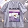Sorry Cant I Am Busy T Shirt Soft Sleepy Funny Cat Cotton Tshirt Unisex Women Loose Japanese Aesthetic Tshirt Male Clothes