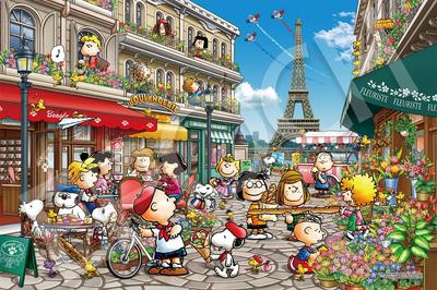 Epoch Jigsaw PEANUTS and Snoopy In Paris Includes and Score Ticket 1000-Piece Puzzle (50x75cm) 12-610s, Glue, Spatula,