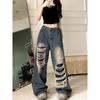 2024 New Ripped Jeans Women Korean Fashion High Waist Loose Casual Pants Women Gothic Baggy Denim Pants Streetwear Jeans