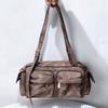Koreanische Retro-Umhängetasche Mode Mehrere Taschen Achseltasche Verstellbarer Schultergurt Coole Motorradtasche Reißverschluss Damen Geldbörse