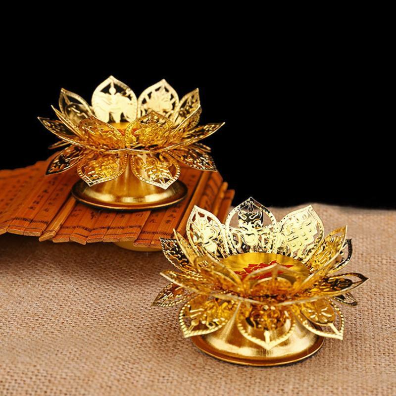 Exquisite Hollow Gold Lotus Incense Holder Zinc Alloy Craft Ornament for Spiritual Meditation Home Gift