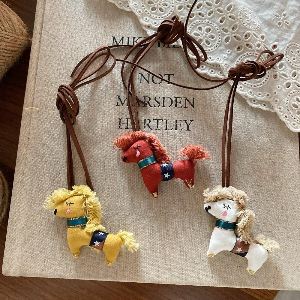 New Creative Cute Cloth Animal Horse Necklaces for Women Children Fashion Sweater Chain Accessories