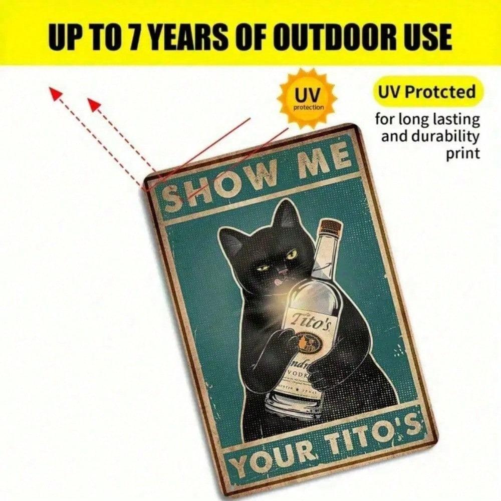 Funny Cat Tin Sign 8x12 Inch Rustic Bar Wall Art Vintage Farmhouse Decor Novelty Gift Cat Lover Retro