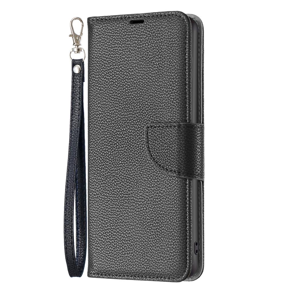 For Xiaomi Redmi Note 13 5G Wallet Case with Wrist Strap Litchi Texture Leather Phone Stand Cover