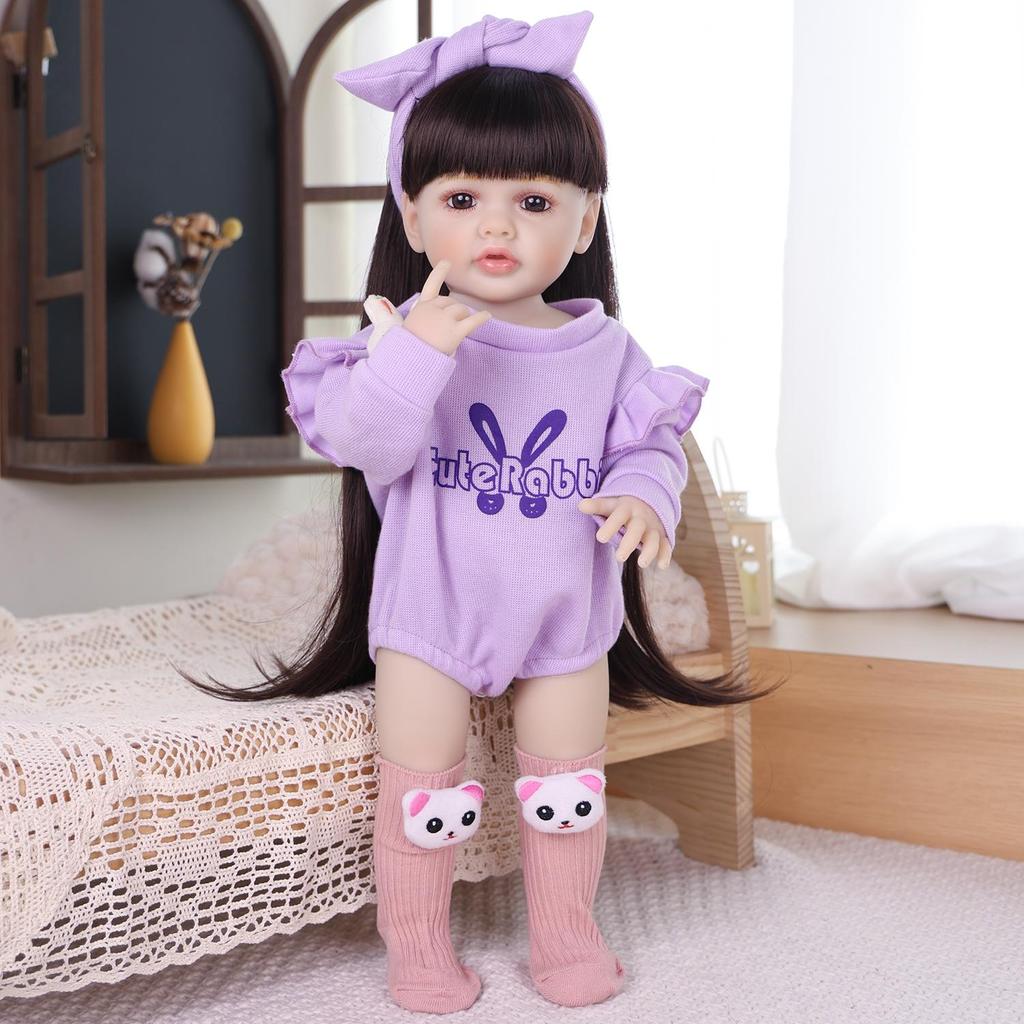 55cm Realistic Reborn Girl Doll Full Silicone Vinyl Realistic Princess Babies Dolls Kids Christmas Halloween Decoration Gifts