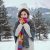 Soft Winter Warm Shawl Warm Faux Cashmere Wrap Colorful Knit Stole Korean Style Muffler  Daily Wear