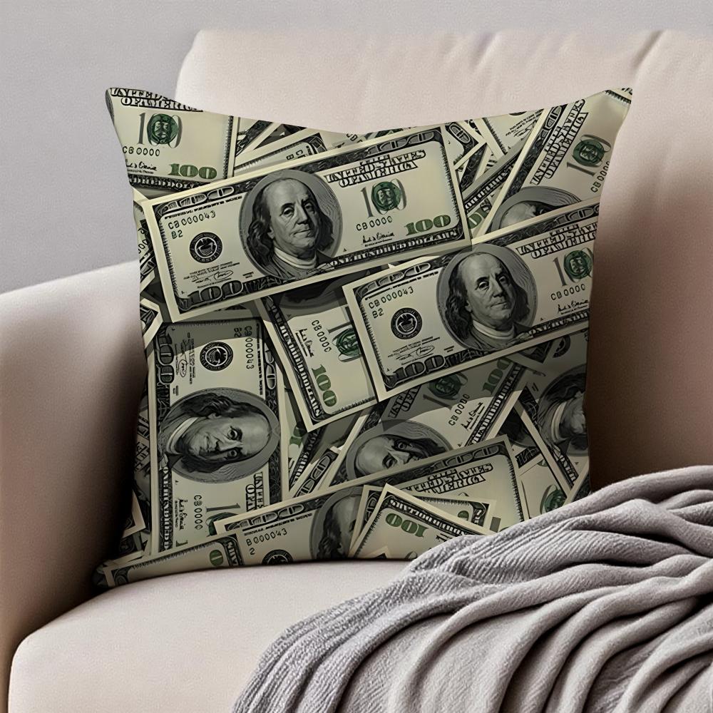 Nice Good DDollars Moneys Cushion Cover Pillowcase Antidustmite Invisible Zipper Short Plush Sofa Cushion