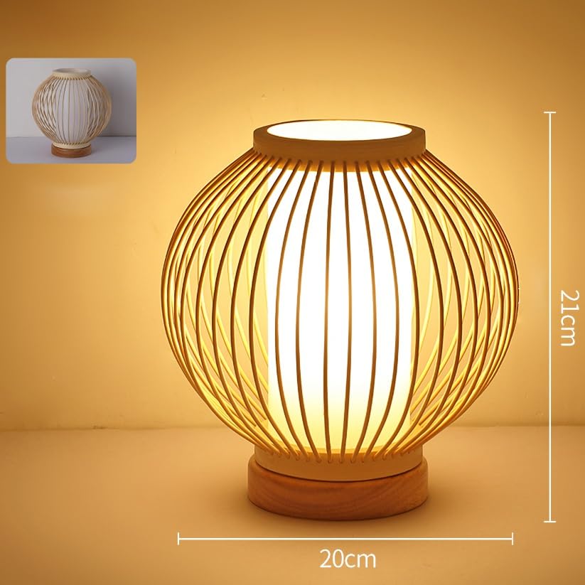 Sakura Table Lamp, Single Light, Small, Rustic, Handcrafted Design, Bamboo Craft, Stylish, Cute, Retro, Natural Bamboo, Perfect for Bedside, Bedroom,