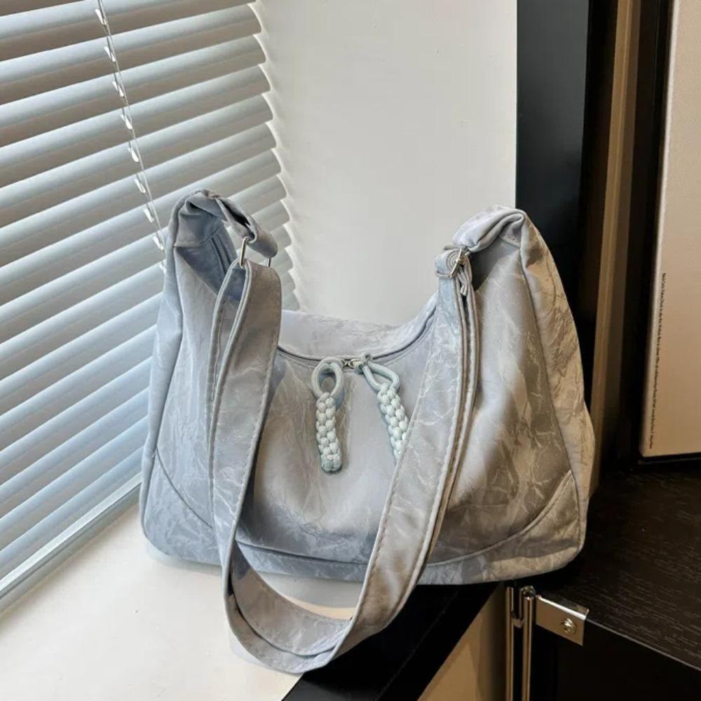 Soft Solid Color Tote Bag Large Capacity PU Leather Handbag All-Match Texture Crossbody Bag  Daily