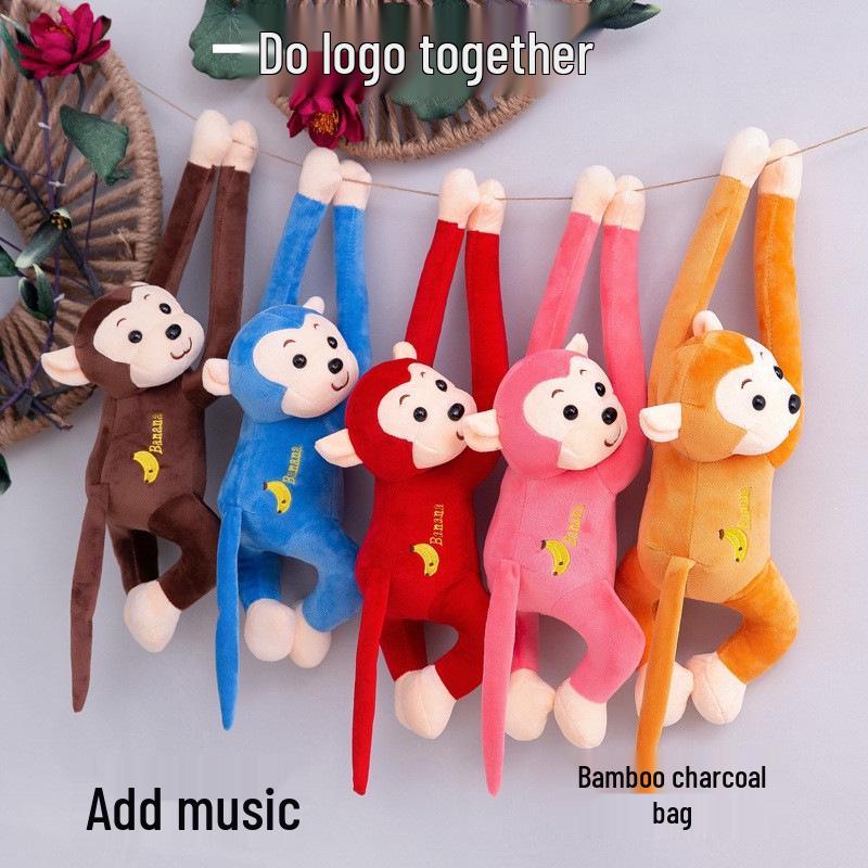 Ape Plush Doll: Long Arm Hanging Monkey with Banana - Cute Stuffed Animal Toy Ornaments.