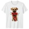Puppy With Roses Flowers Unisexs TShirt Unisexs Tee Graphic Unisex Top