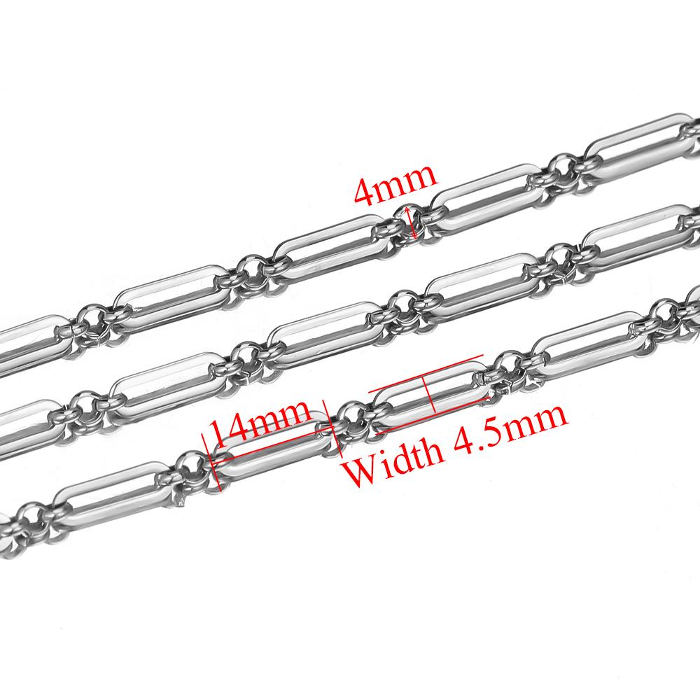 1 Meter Gold Color Stainless Steel Flat Cable Link Rolo Chains for DIY Jewelry Making Supplies Wholesale In Bulk Necklace Making