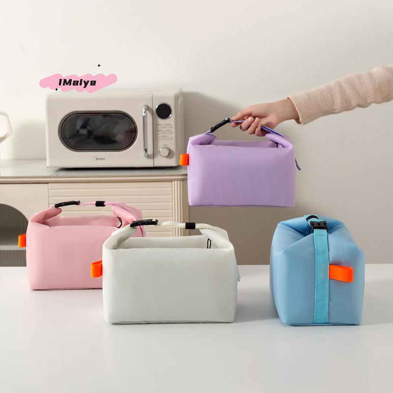 M-1Pc Insulated Lunch Bag Solid Color Aluminum Foil Rice Bag Meal Pack Ice Pack Portable Dinner Picnic Food Storage Handbag