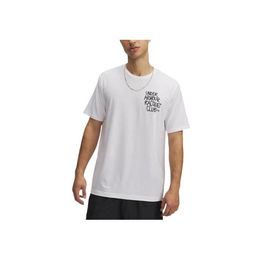 Under Armour UA Racquet Loose Fit Round Neck Fashionable Short Sleeve T-Shirt Men Tops White 1390196-100