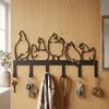 Five Hen Silhouette Wall Hanging Key Holder Vintage Clothes Storage Rack  Rural Farmhouse