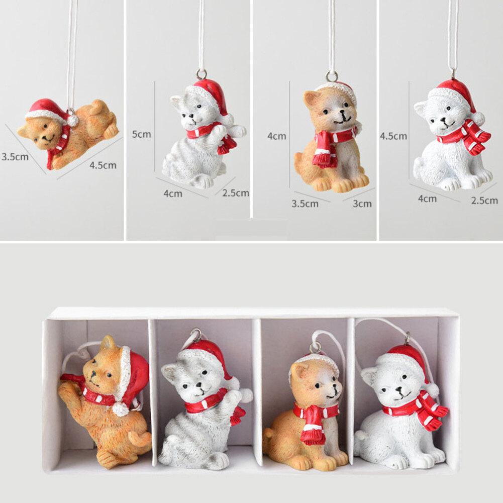 Christmas Pendant Mini Resin Elk Dog Cat Snow House Christmas Tree Decorations Elderly Snowhouse Ornaments Christmas Pendant