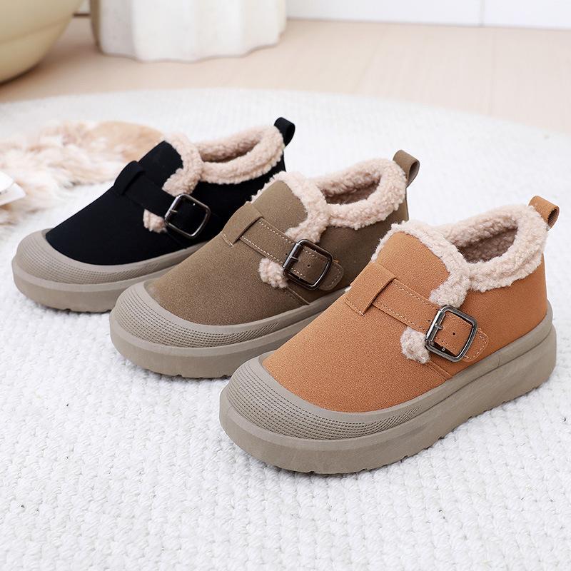 Women's Large Size Soft Sole One Foot Stirrup Winter Warm Fur One Snow Boots Padded Lined Ankle Boots Anti-slip Hiking Sports Cotton Boots