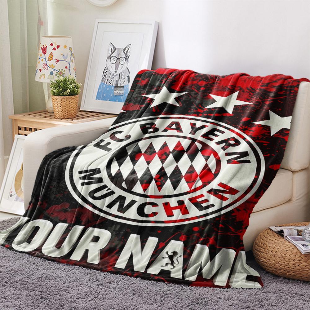 1PC Custom Name FC Bayern Munich Patterned Flannel Blanket Suitable For All Seasons for Home Decor Warmth and Comfort Gifts Holiday Present_xia