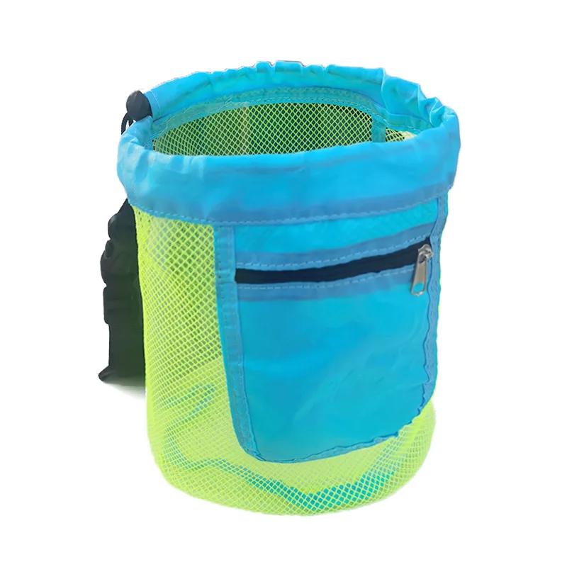 Mesh Beach Bag for Kids Toy Organizer Net Zipper Adjustable Shoulder Strap Storage Pouch Child Shell Collecting Bag Round Bucket