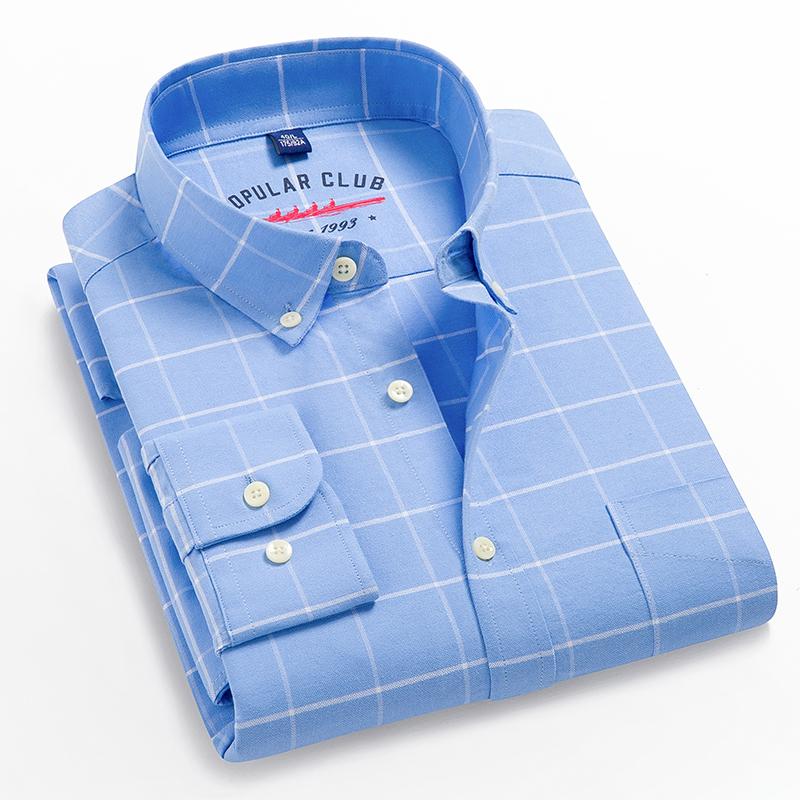 Buy Men's Cotton Oxford Plaid Long 